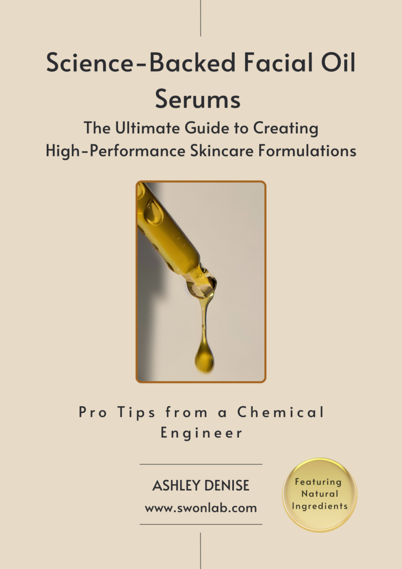 Oil-Based Serum Formulation Guide ebook cover showing golden dropper