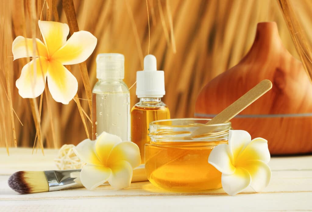DIY skincare ingredients and tools on a clean workspace - safe homemade skin care concept