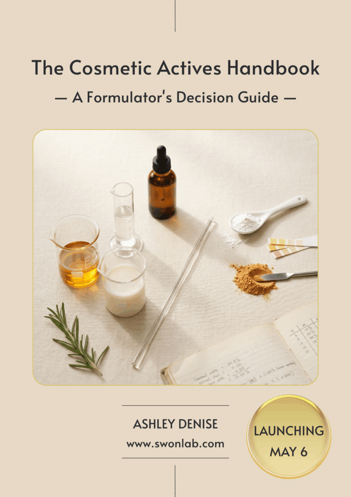 Cosmetic actives handbook for skincare formulation with lab tools and ingredients