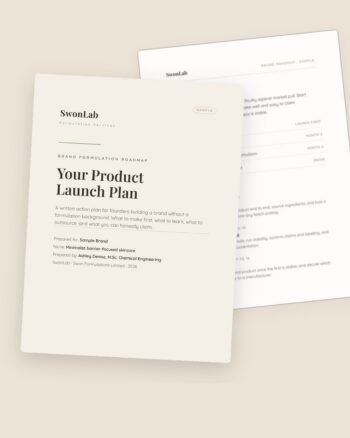A written action plan for founders building a cosmetic brand without a formulation background.